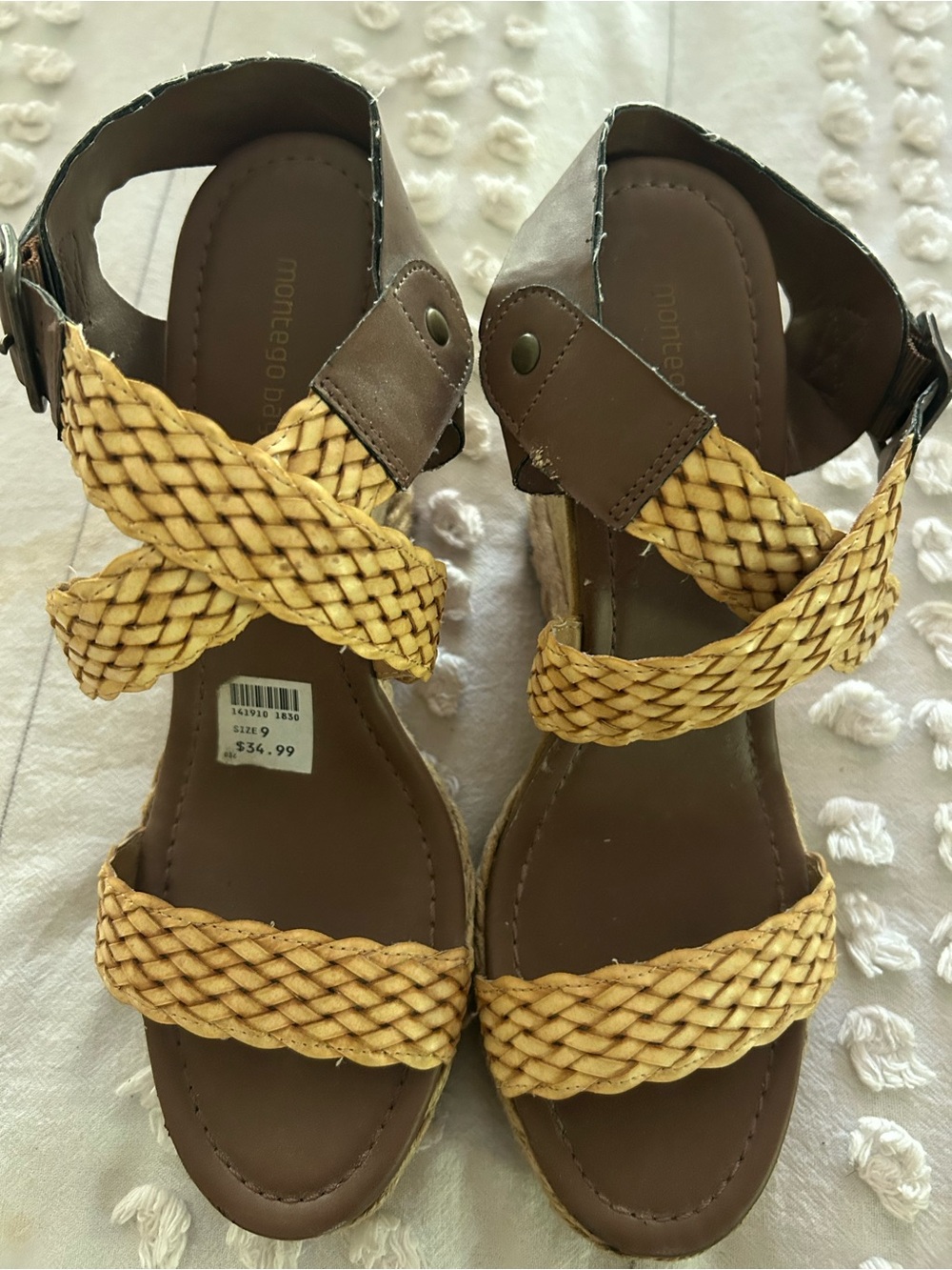 Montego Bay Club Brown & Tan Braided Wedge Sandals